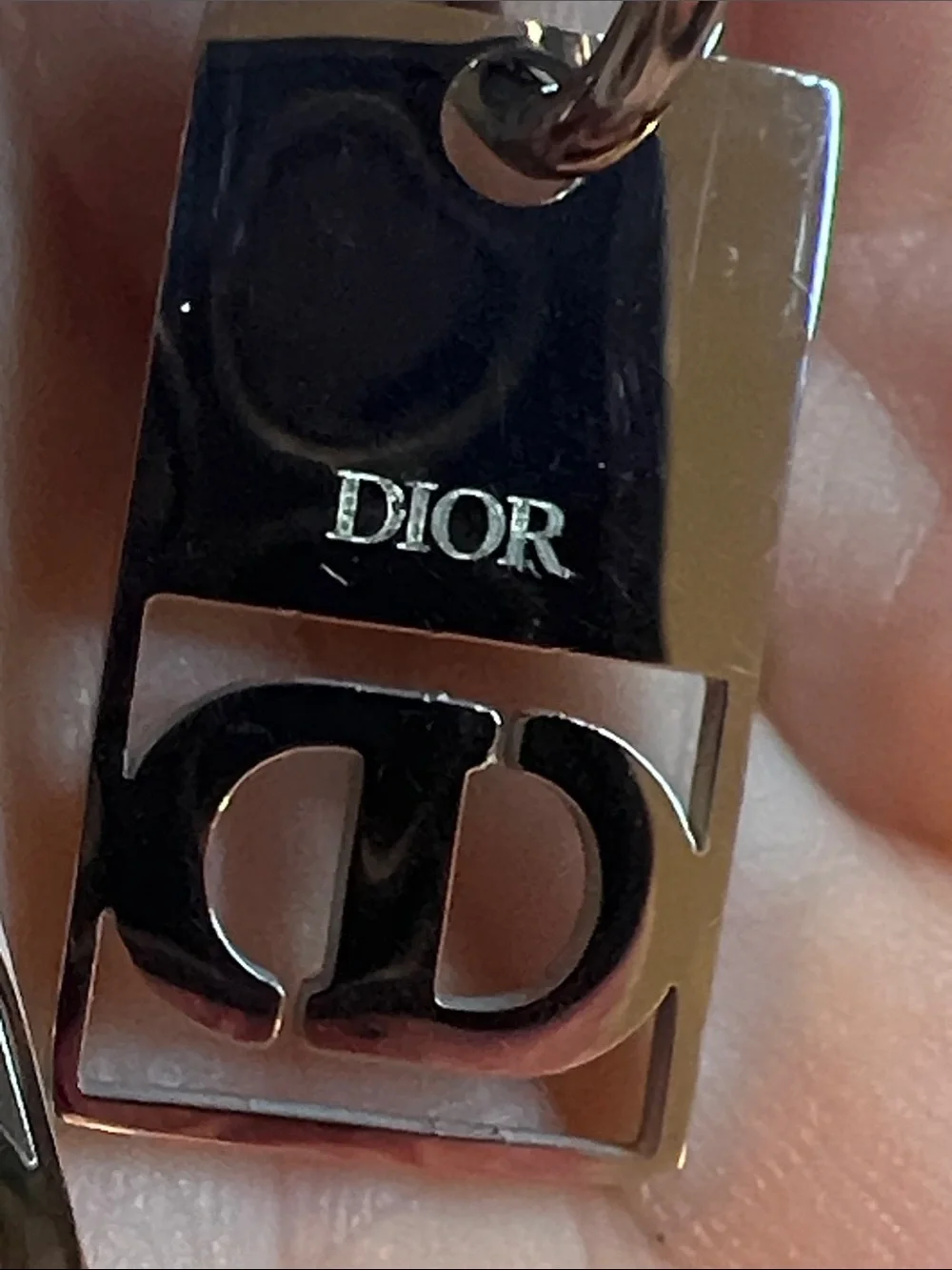 Silver-Tone Earrings with Pink Logo Accent